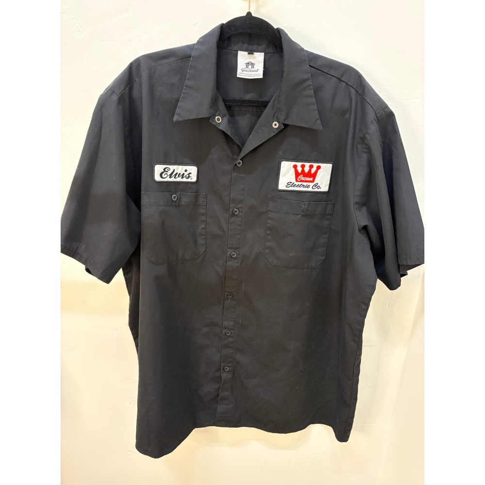 Graceland Elvis Presley Crown Electric Co Work Shirt Black 3XL Short Sleeve